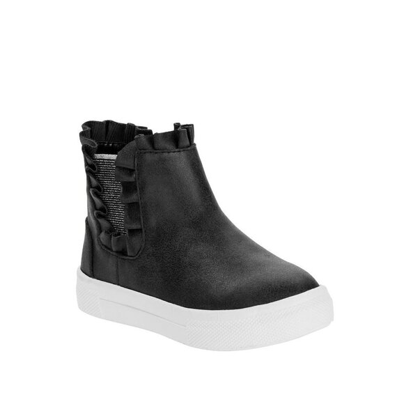 Black Sneaker Booties With Adorable Ruffle and Shimmery Elastic Detail NWT - Picture 1 of 8
